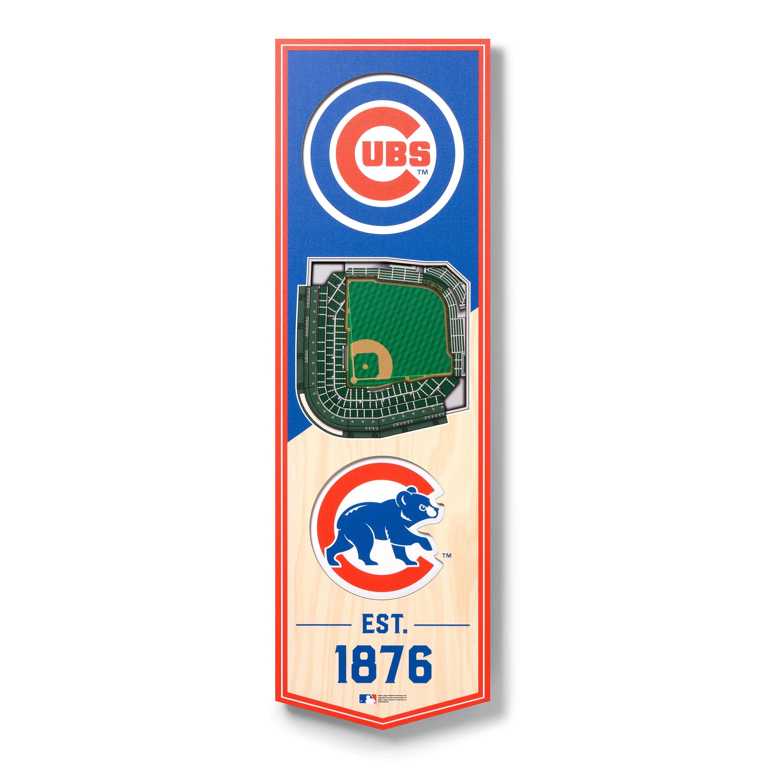 YouTheFan - Chicago Cubs 6'' x 19'' 3D StadiumView Banner - Multicolor price history on PriceWatchPro