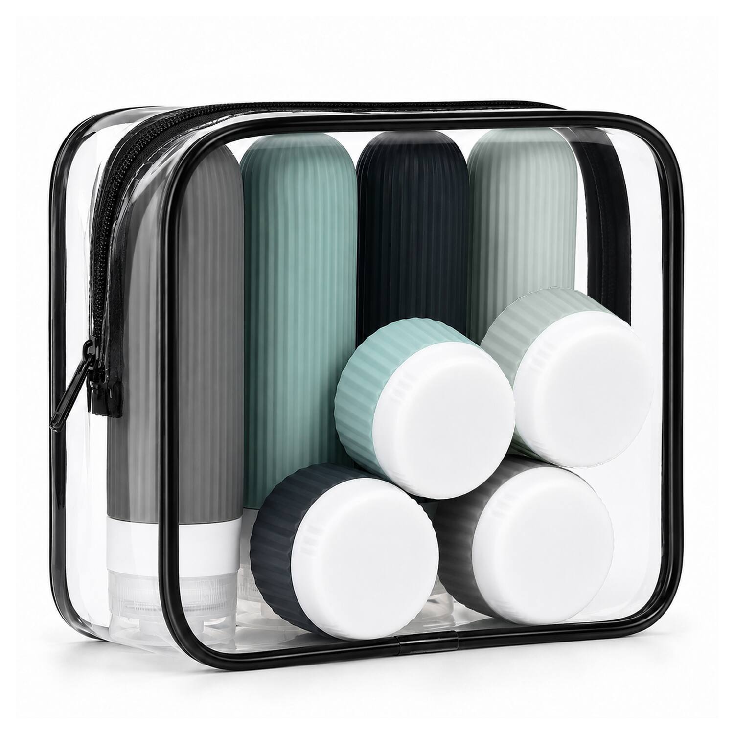 Front. Garnen - 8PC Travel Bottles for Toiletries, TSA Travel Size Toiletry Bag Silicone Travel Containers Refillable Shampoo Bottle - Multicolored.