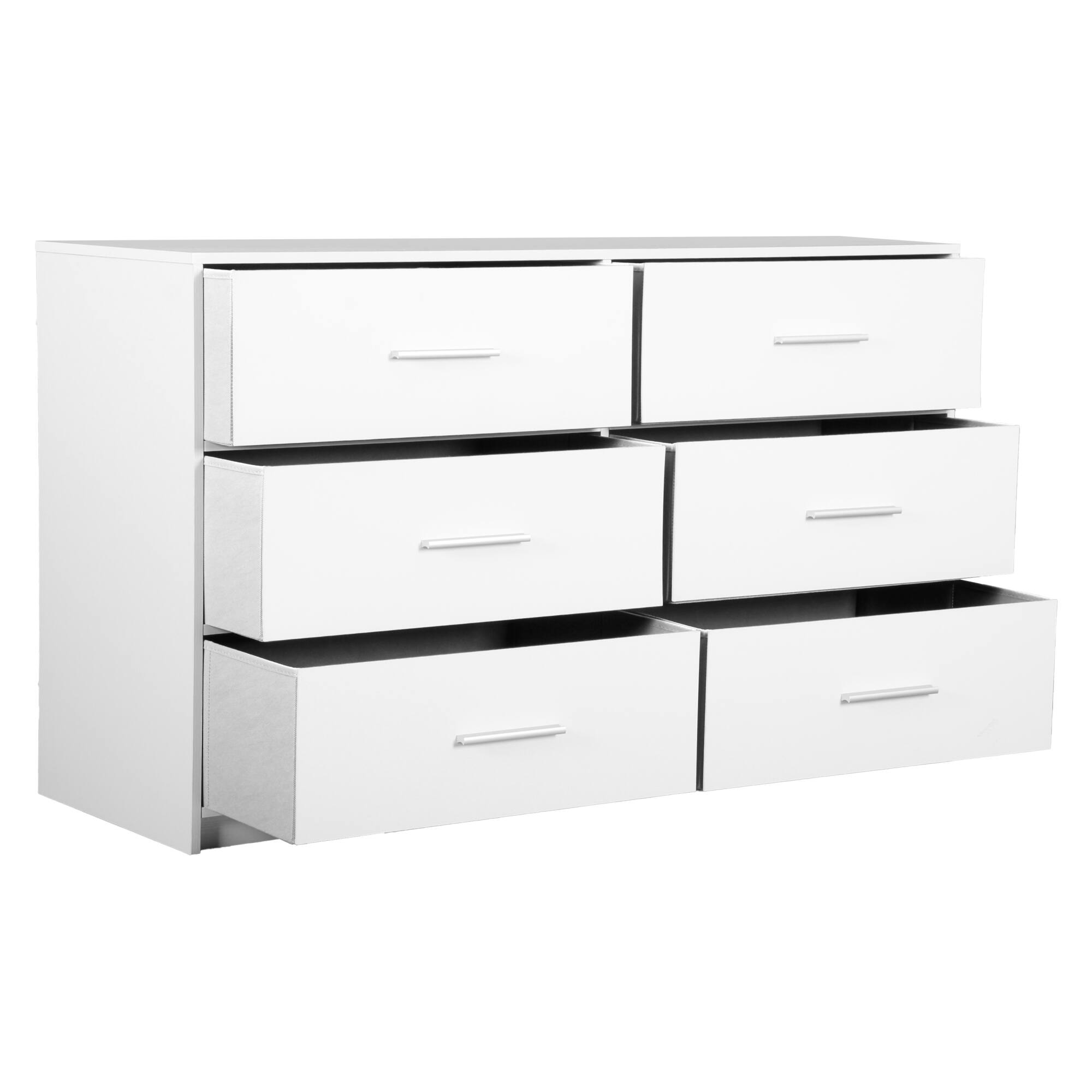 Alt View 2. GOODSILO - Modern 6-Drawer Fabric Dresser with Water-Resistant Wood Top for Bedroom Storage - White.
