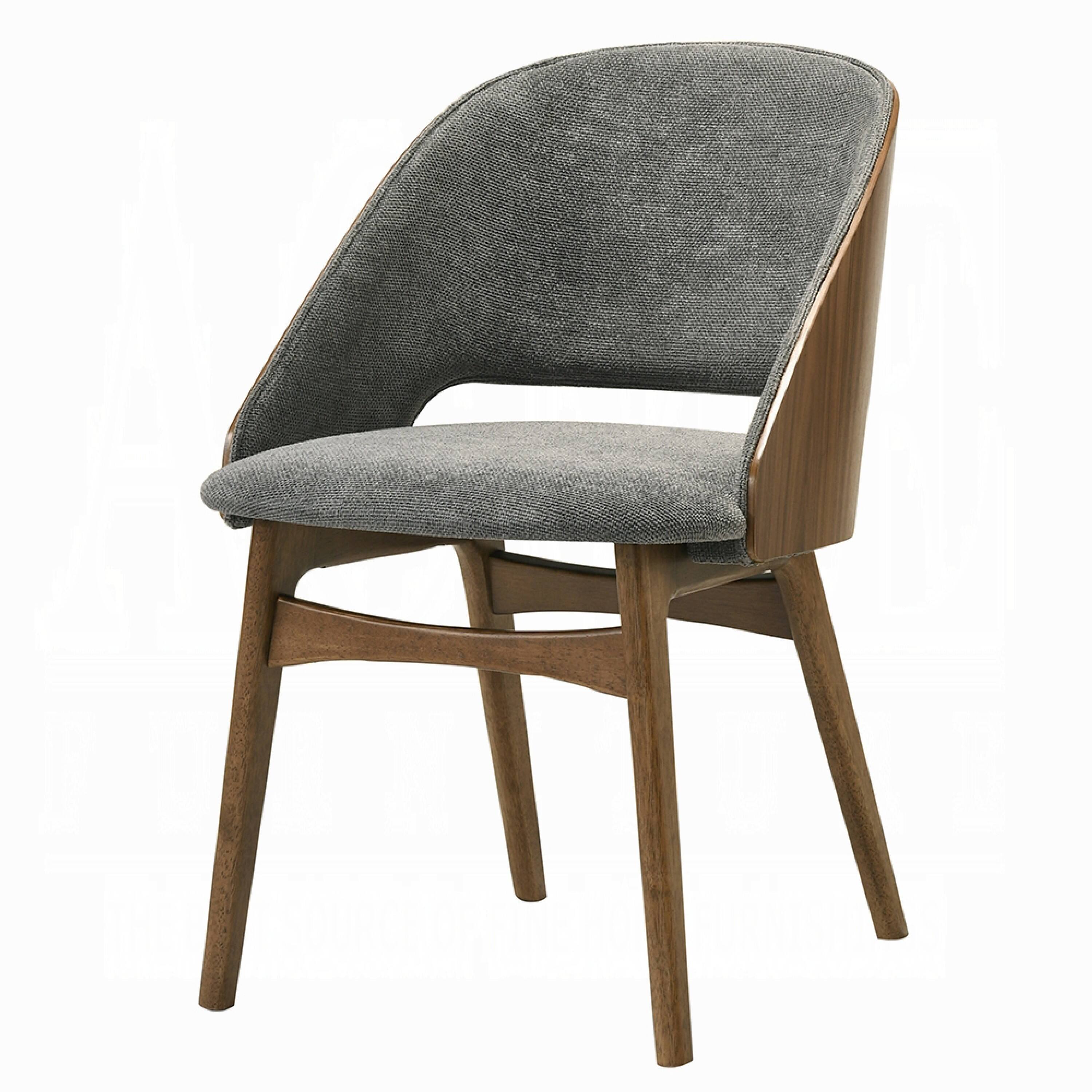 Alt View 4. Manhattan Lane - Dio Dining Side Chair Set of 2, Gray Padded Curved Back, Walnut Brown - Gray, Dark Walnut Brown.