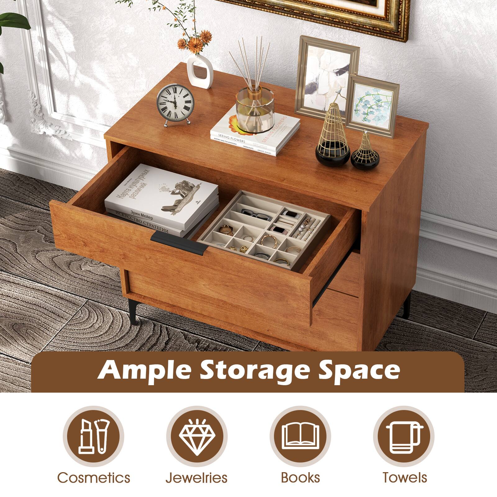 Ample Storage Space

- Cosmetics
- Jeweleries
- Books
- Towels