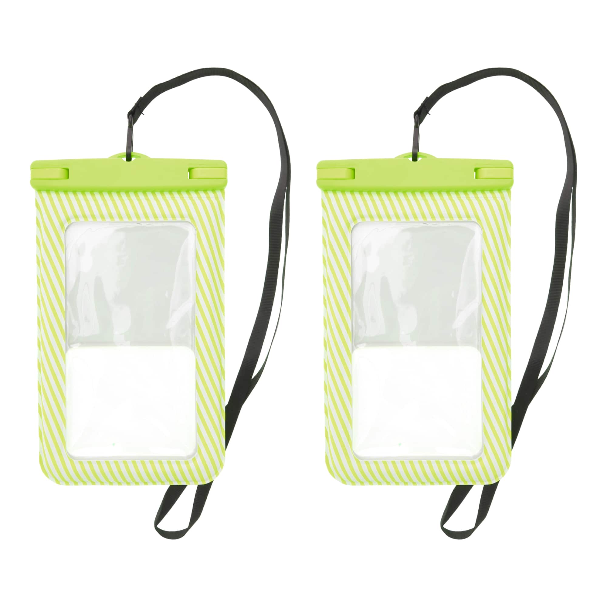 Unique Bargains - 2pcs Full Stripe Mobile Waterproof Bag Universal Waterproof Case Compatible for Phone 5.51"x9.06" - Green