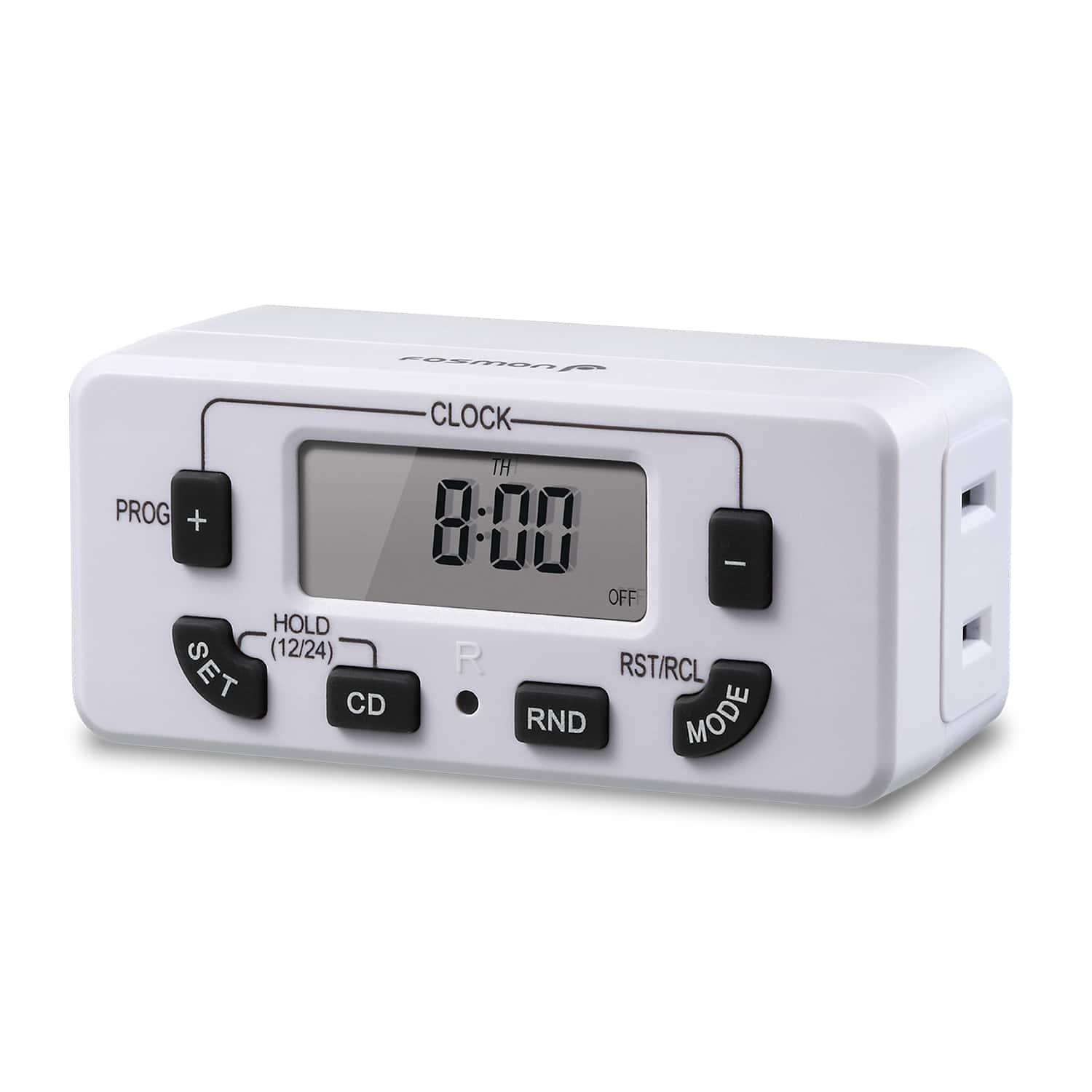 Fosmon - Timer for Outlet, [ELT Listed] Light Timer for Lamps Indoor, Timer Outlet For Electrical, Programmable with 10 Program - White