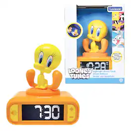 Lexibook - Tweety Night Light Alarm Clock with Sounds - Yellow