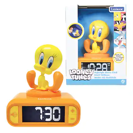 LEXIBOOK Sounds and Melodies Song of Melodies LEntuem: Klänge und Melodien AM 0:28 LOONEY TUNES Nightlight Alarm Clock Reveil Veilleuse Wecker mit Nachtlicht NB LEXIBOOK 7:30