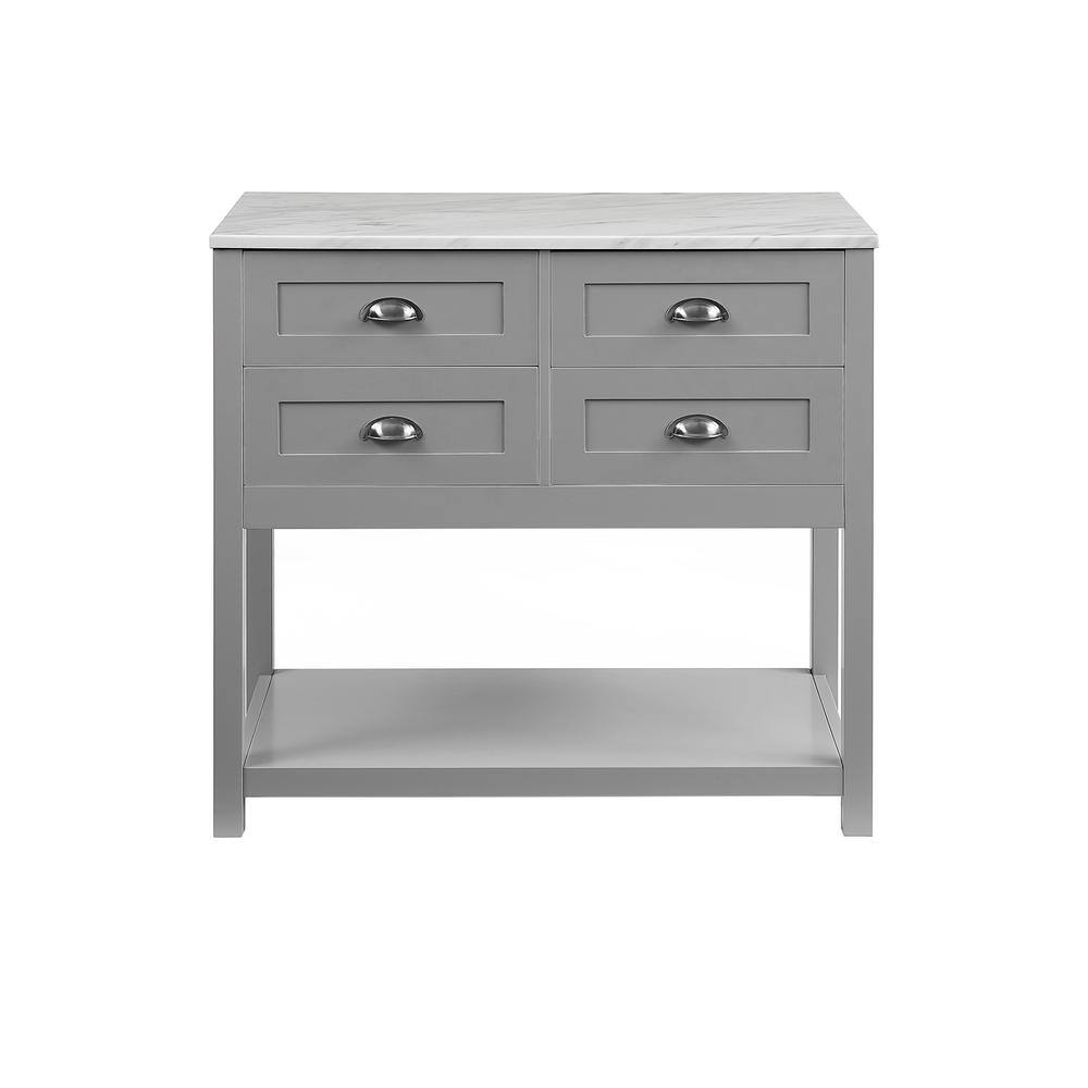 Back. Crosley Furniture - Connell Kitchen Island/Cart - Gray.