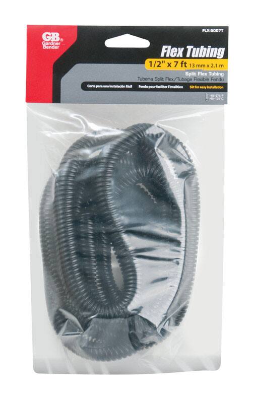 GB Gardner Bender  
FLX-5007T  
Flex Tubing  
1/2" x 7 ft 13 mm x 2.1 m  
Split Flex Tubing  
Tuberia Split Flex / Tubage Flexible Fendu  
Corte para una Instalación fácil  
Fendu pour faciliter l'installation  
Split for easy installation  
-40-275°F  
-40-135°C
