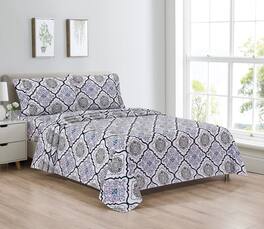Bibb Home - Egyptian Luxury 1800 Count Printed 4 Piece Sheet Set - Lilac Medallion