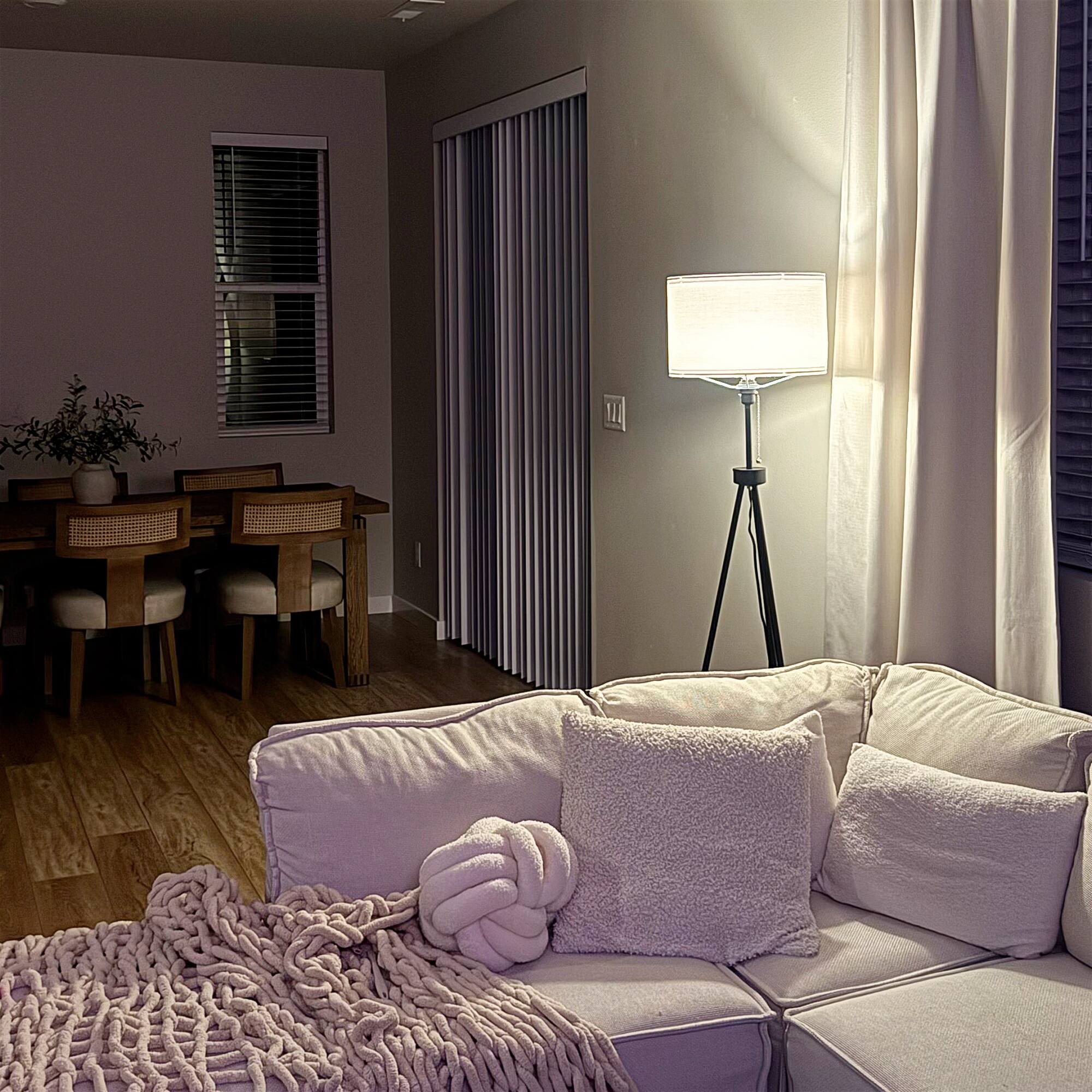 Alt View 7. Homcom - 59.75" Tripod Floor Lamp with Pull Chain Standing, Fabric Lampshade E26 Lamp Holder Steel for Living Room, Bedroom - white.