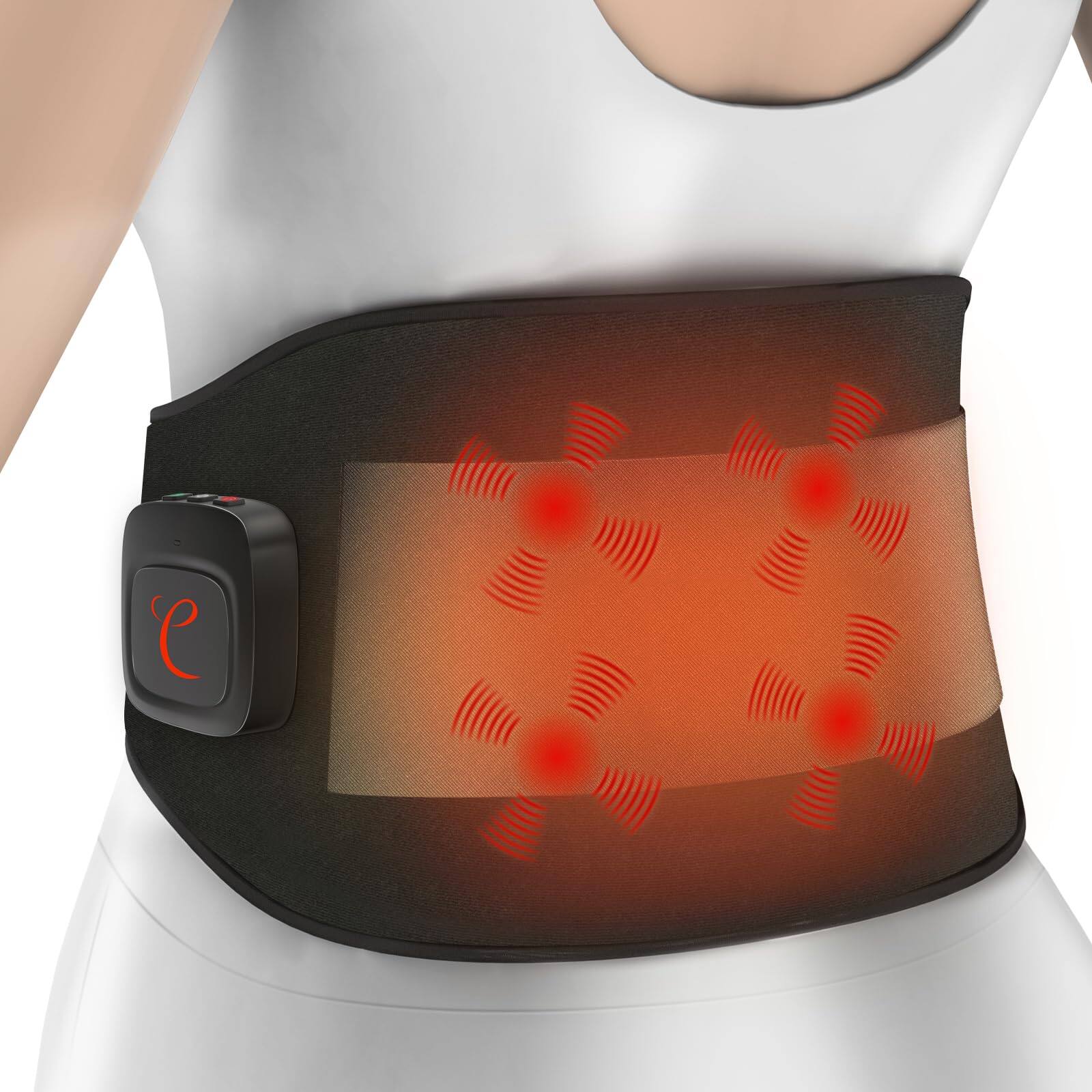 Live At Space - XL Cordless Heating Pad for Lower Back, App Control, Vibration Massage, Rechargeable, 58" Belt - 642146669293