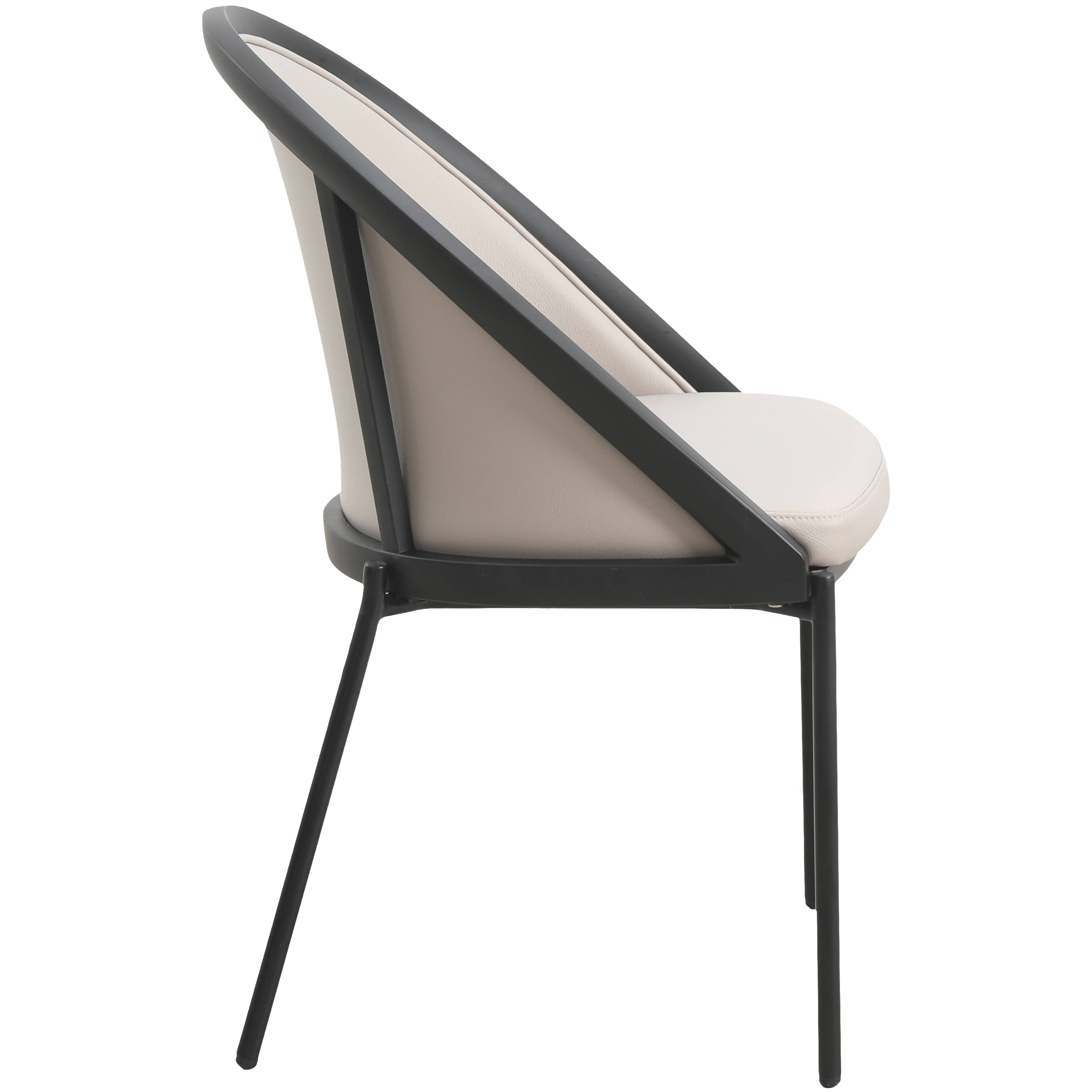 Alt View 3. LeisureMod - Urbane Modern Upholstered Dining Chair, Vinyl Accent Kitchen Side Chair with Metal Legs - Light Grey.