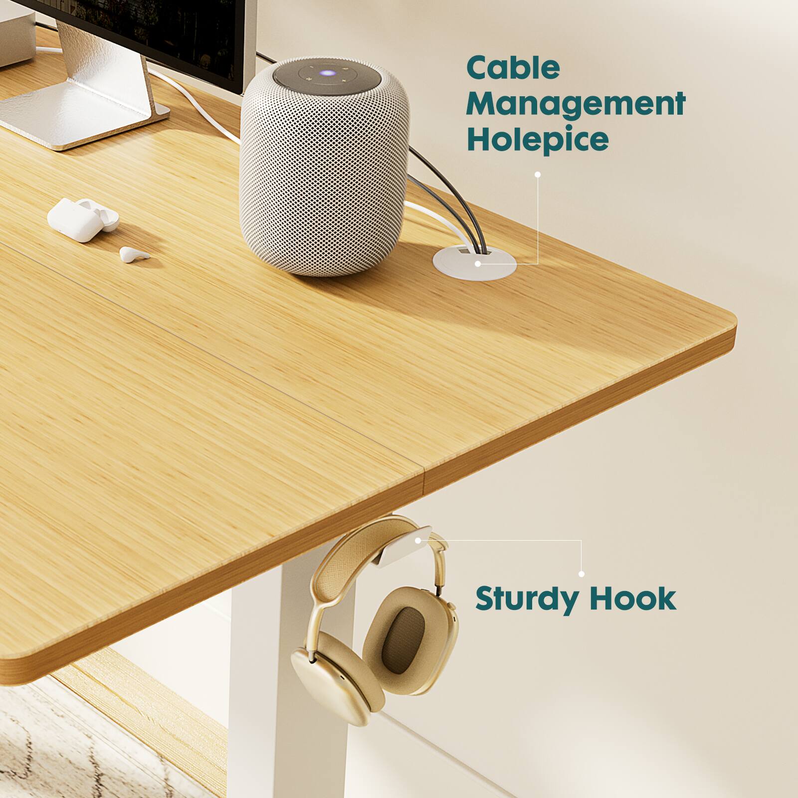Cable Management Holepice, Sturdy Hook
