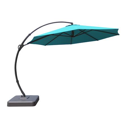 Front. Yardgrace - 12 ft. Metal Outdoor Patio Cantilever Patio Umbrella Offset Hanging umbrella with 360°Rotation - Turquoise blue.