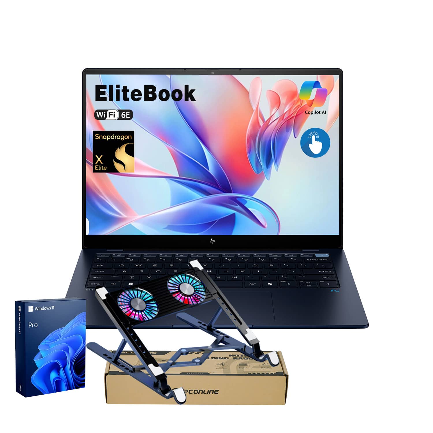 HP - Ultra 14" Touchscreen Laptop - Qualcomm Snapdragon X Elite X1E-78-100 - 16GB RAM - 2TB SSD - Copilot - PCO LT Cooler - Blue