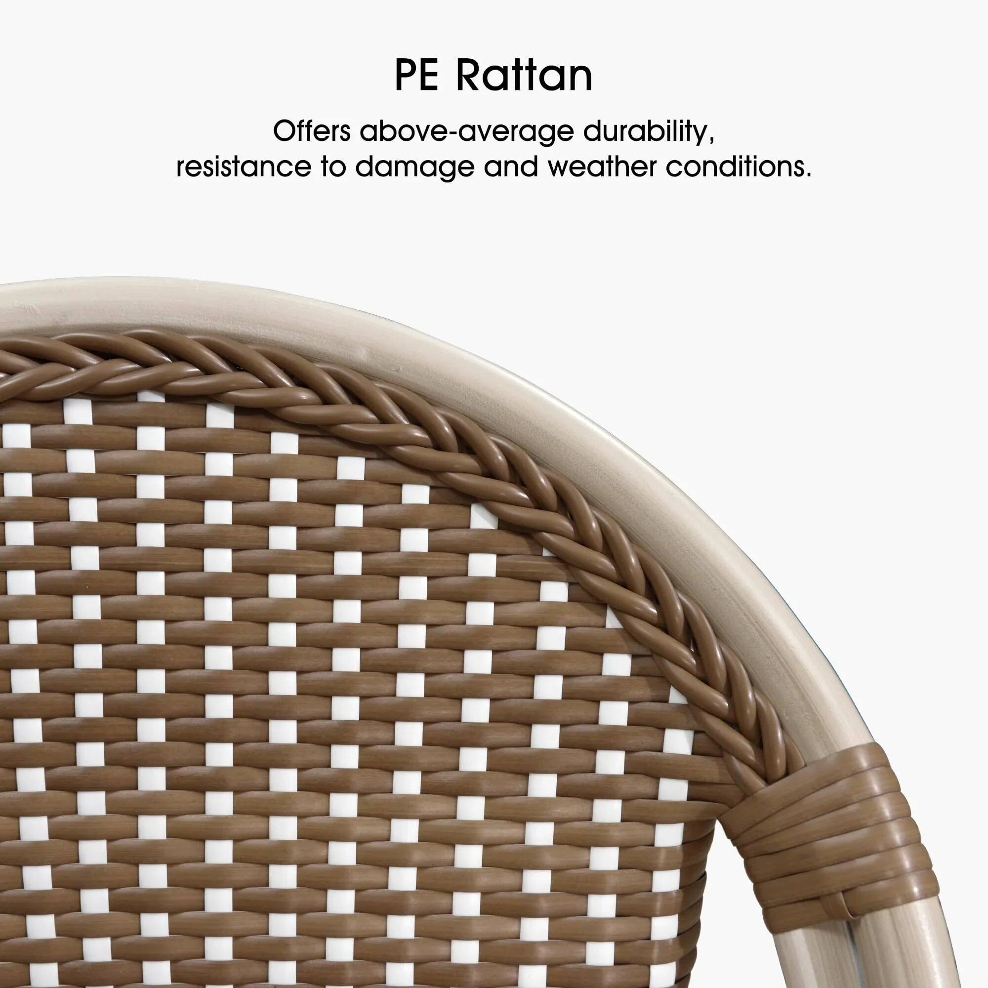 PE Rattan  
Offers above-average durability, resistance to damage and weather conditions.