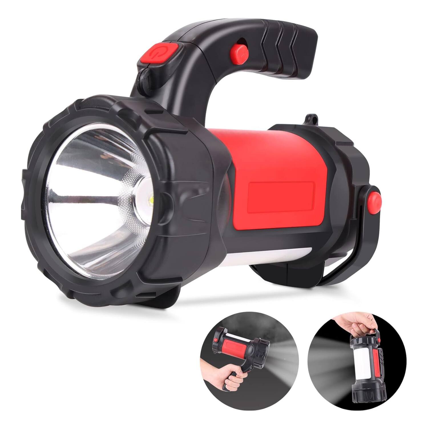 Stock Preferred - Portable Dual-Mode 15 LED Spotlight & 12 LED Lantern - Red Black