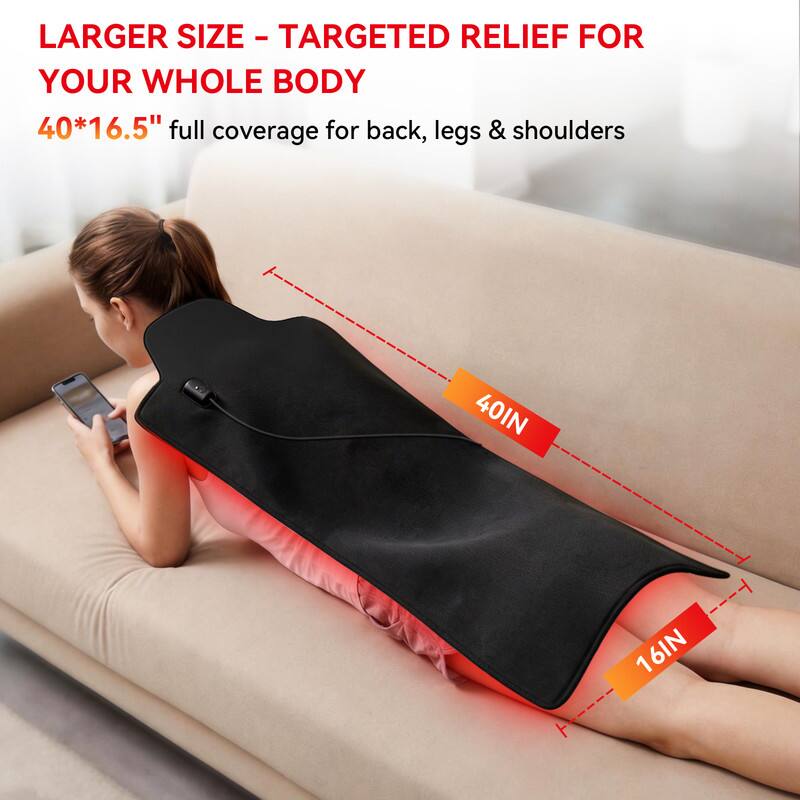 Larger Size - Targeted Relief for Your Whole Body  
40*16.5" full coverage for back, legs & shoulders  
40IN  
16IN