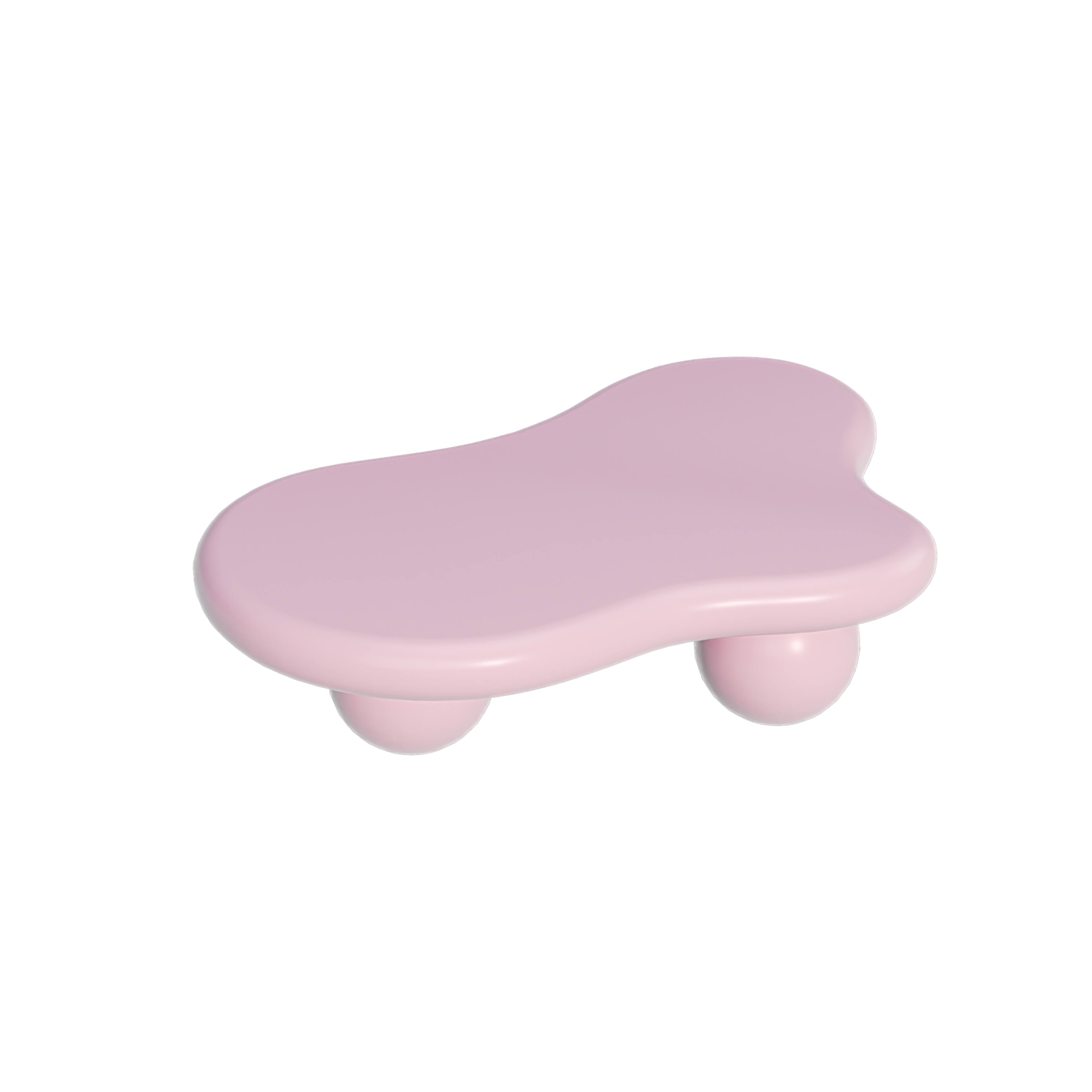 Alt View 7. Loheer - Loheer 47 Inch Cloud Shaped Coffee Table Pink Low Profile Center Table with Ball Legs for Living Room - Pink.