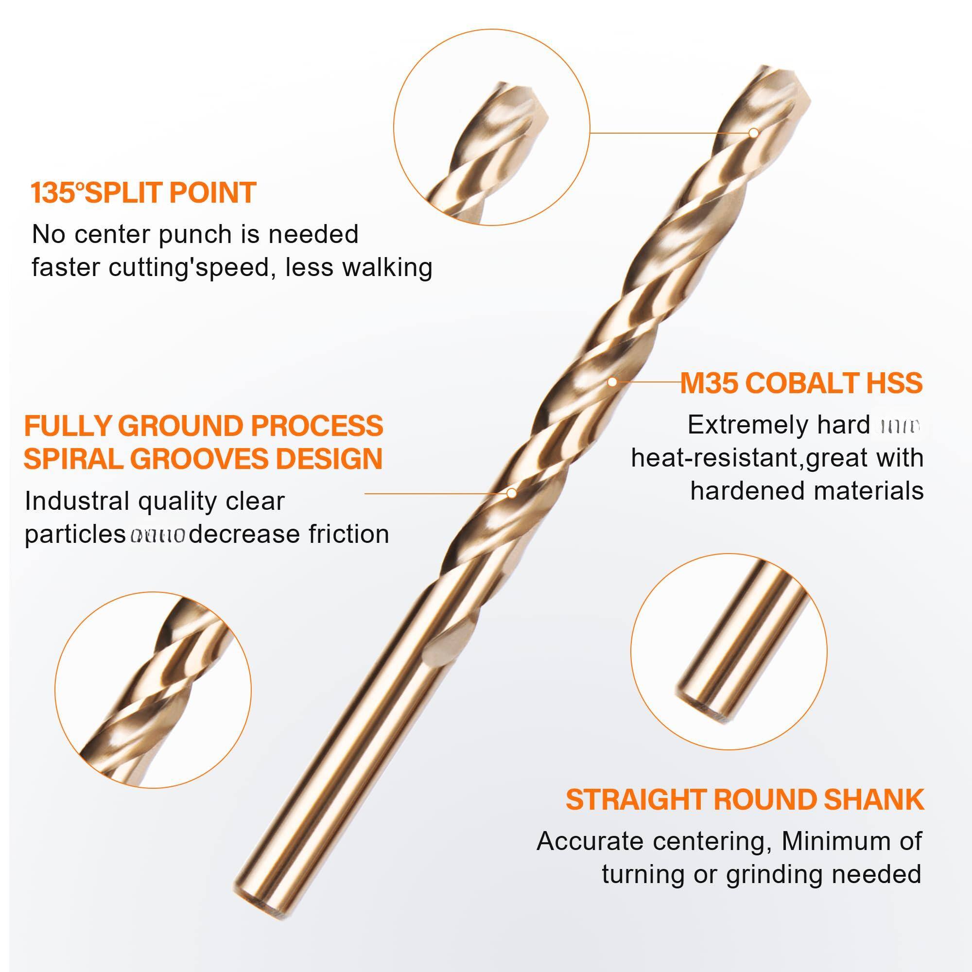 JETRANSPORT 115 Pieces Cobalt Drill Bit Set M35 High Speed Steel Bits ...