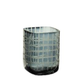 BreeBe - Etched Glass Candle Holder (Set of 4) - Blue