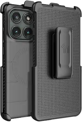 Nakedcellphone - Combo for Motorola Edge 2025 Phone - Case and Holster Belt Clip (Compatible with MagSafe) - Black