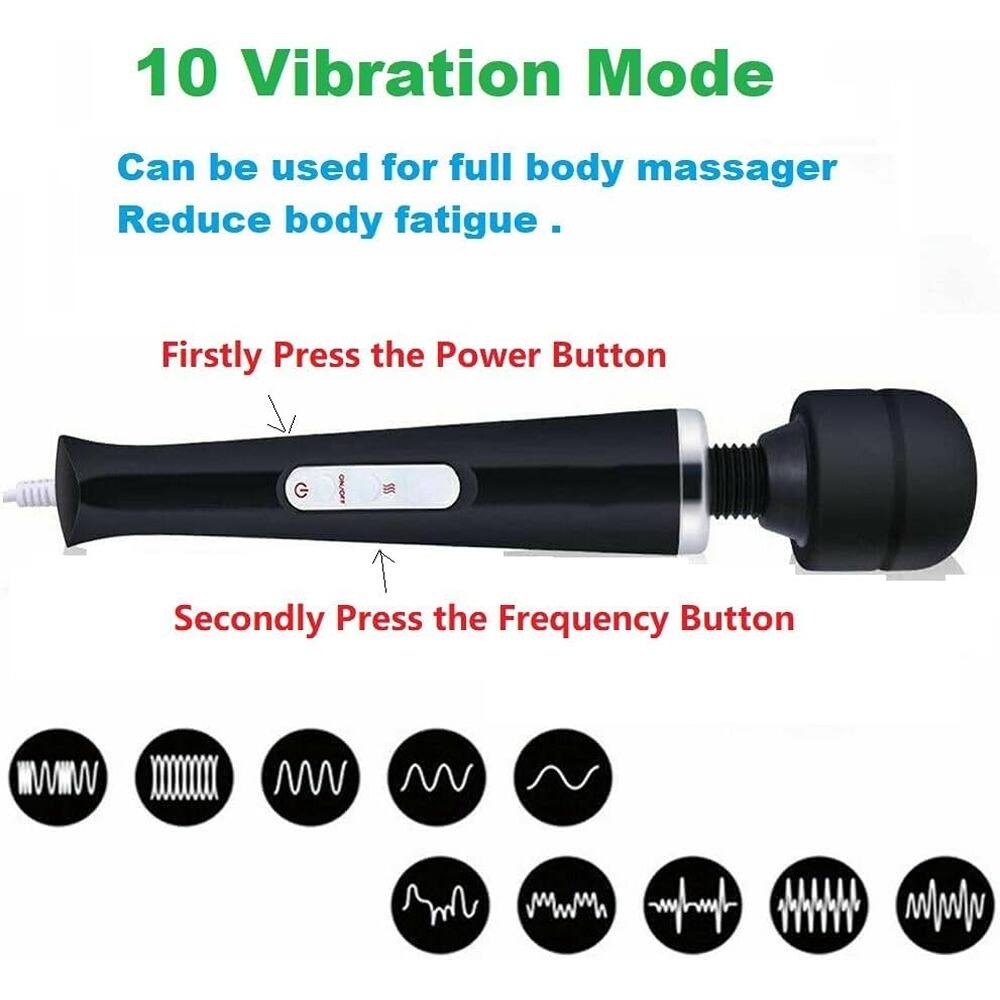 10 Vibration Mode

Can be used for full body massager  
Reduce body fatigue.

Firstly Press the Power Button

Secondly Press the Frequency Button