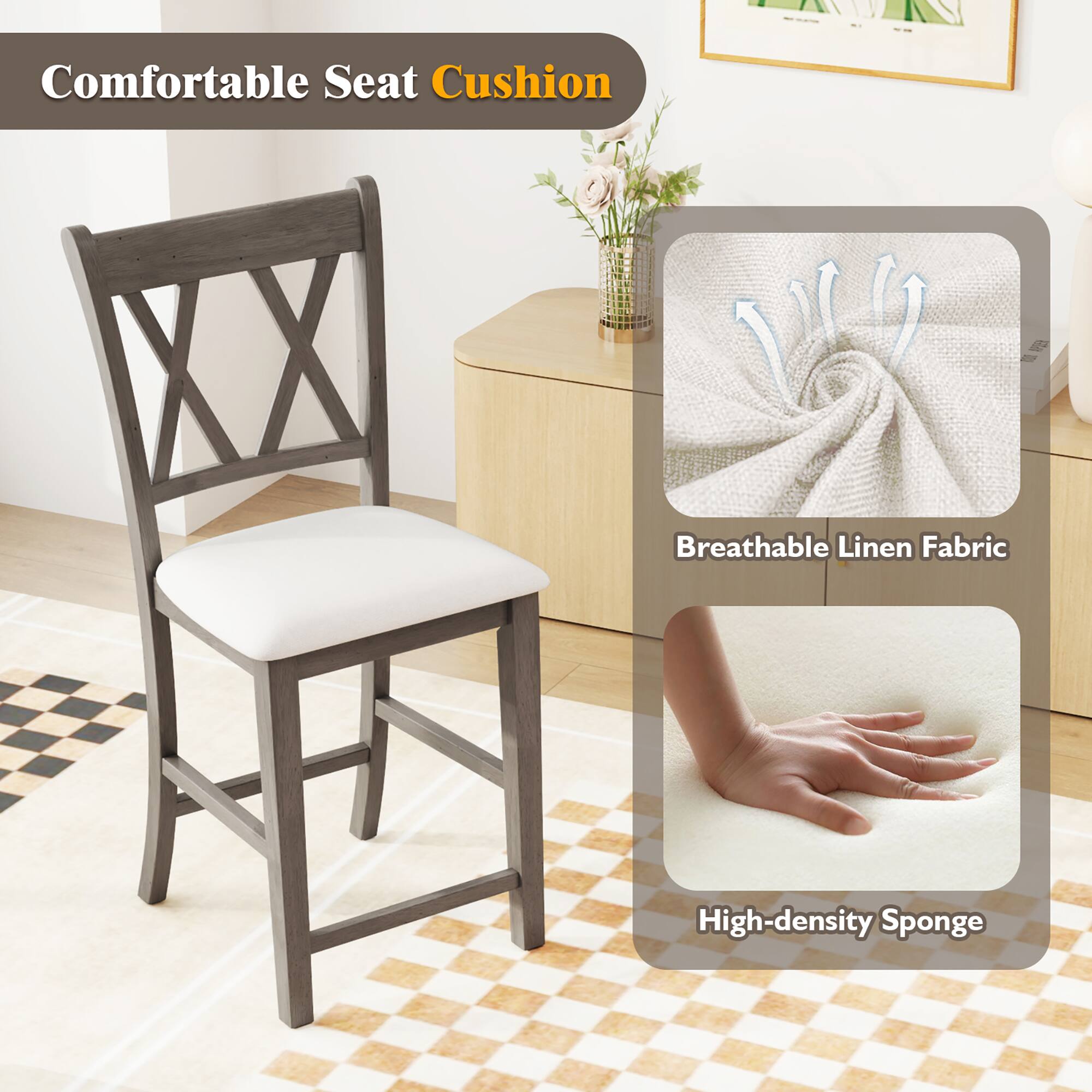 Comfortable Seat Cushion
Breathable Linen Fabric
High-density Sponge