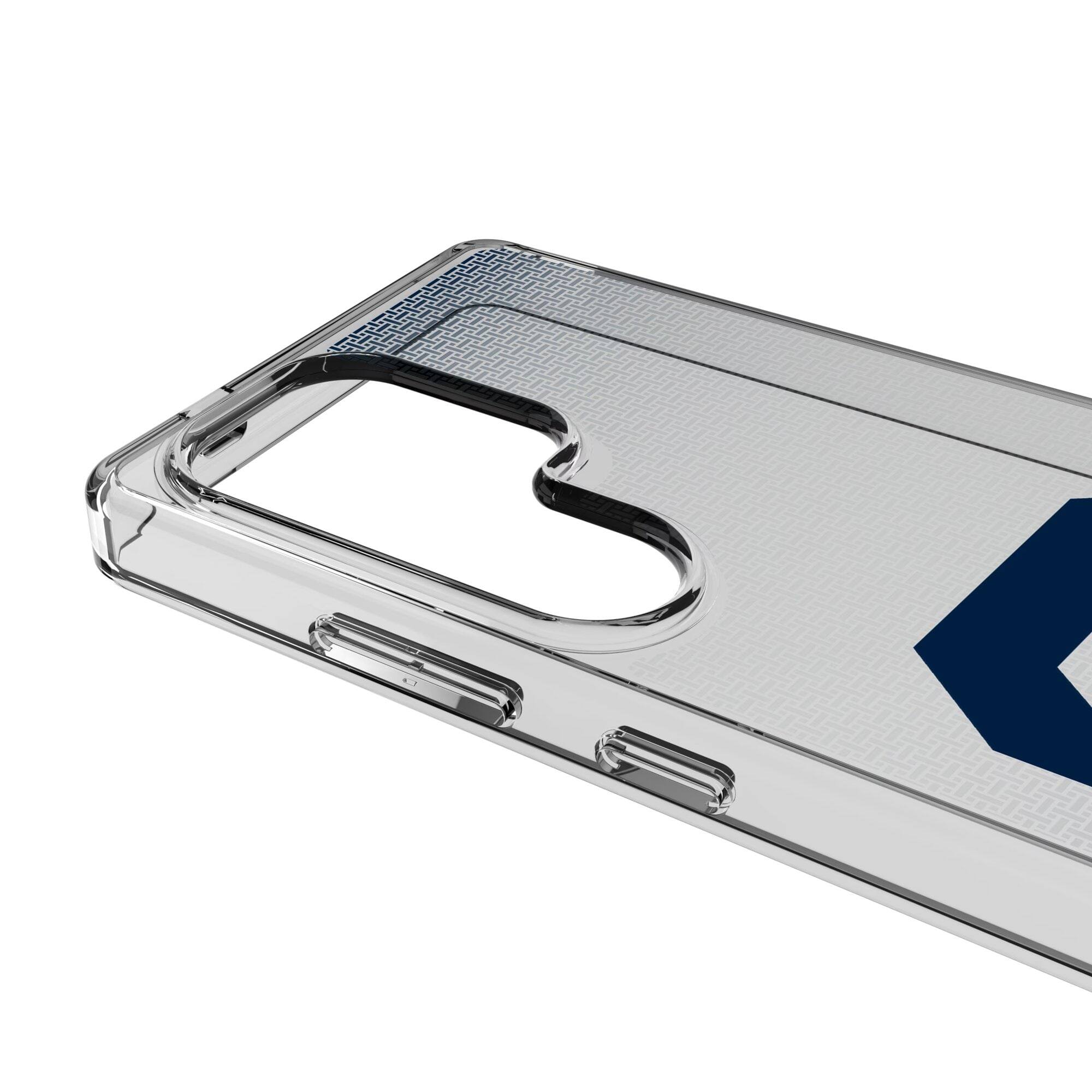 Alt View 2. Keyscaper - Cal Bears Linen Logo Galaxy Clear Case - S22 - Multicolor.