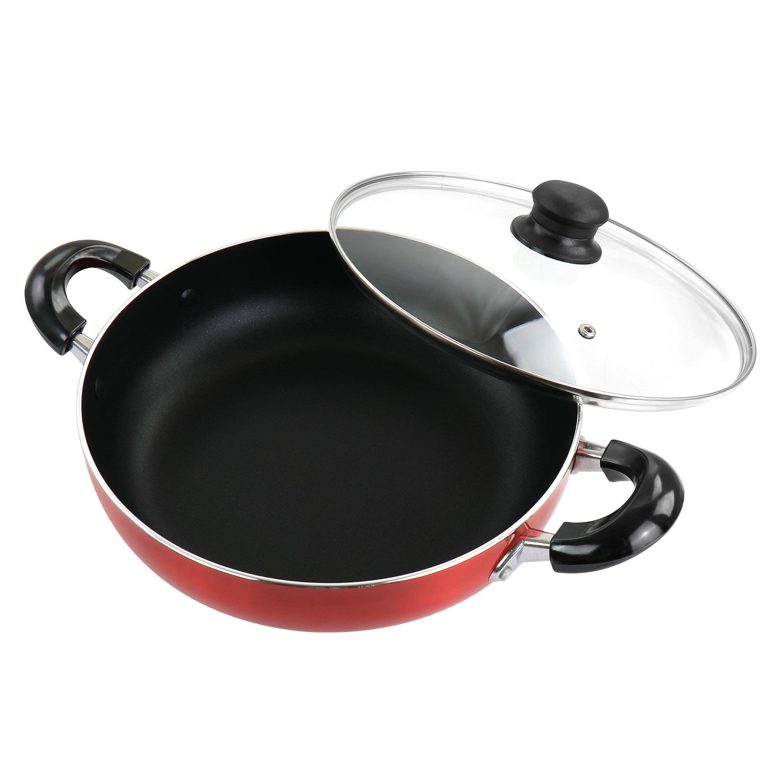 Alt View 7. Better Chef - Better Chef 10 Inch Red Aluminum Deep Frying Pan with Glass Lid - Metallic Red.