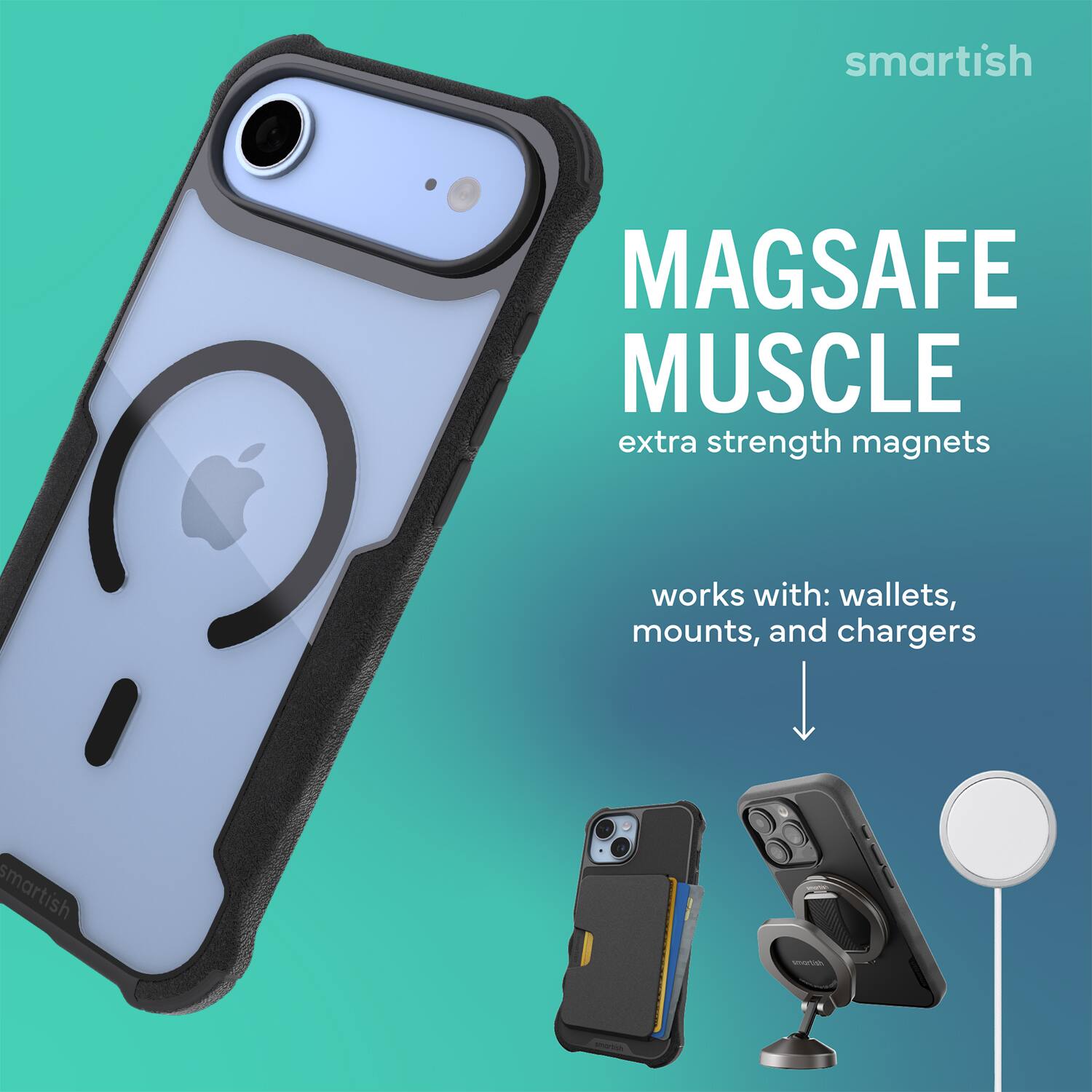 smartish MAGSAFE MUSCLE extra strength magnets works with: wallets, mounts, and chargers smartish nia