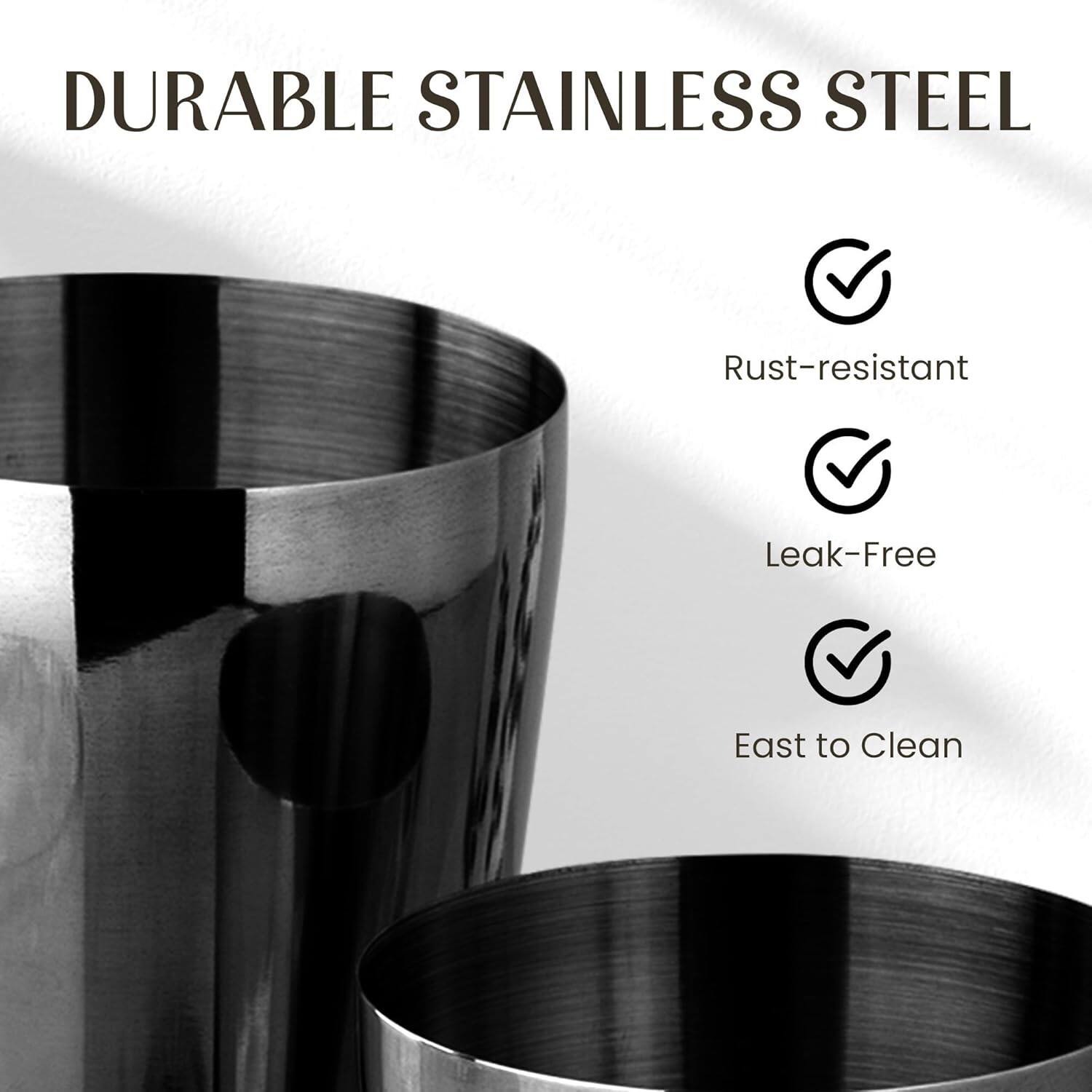DURABLE STAINLESS STEEL

- Rust-resistant
- Leak-Free
- Easy to Clean