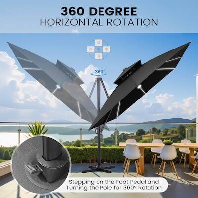 360 DEGREE HORIZONTAL ROTATION

Stepping on the Foot Pedal and Turning the Pole for 360° Rotation