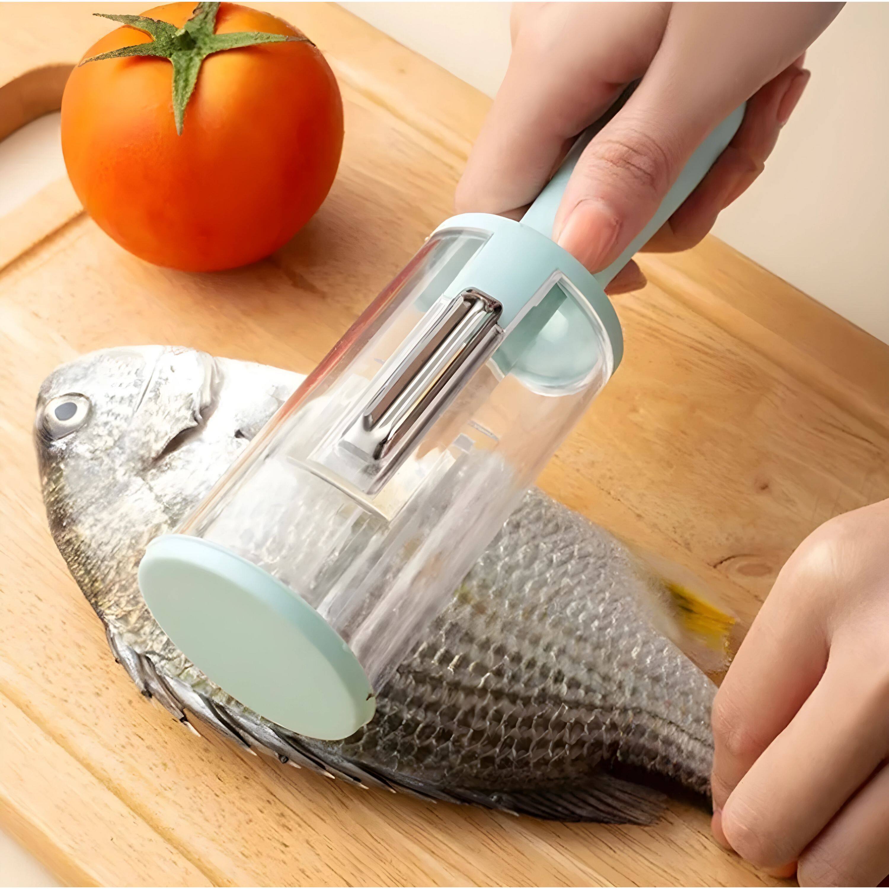 Back. Kitcheniva - Multifunctional Kitchen Peeler For Fruit Veggies & Fish Scales - Multicolor.