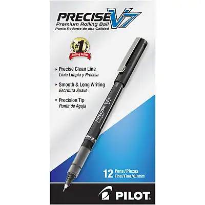 PRECISE V Premium Rolling Ball
Punta Rodante de alta Calidad
- Precise Clean Line
Línea Limpia y Precisa
- Smooth & Long Writing
Escritura Suave
- Precision Tip
Punta de Aguja
12 Pens/Piezas
Fine/Fino/0.7mm
PILOT