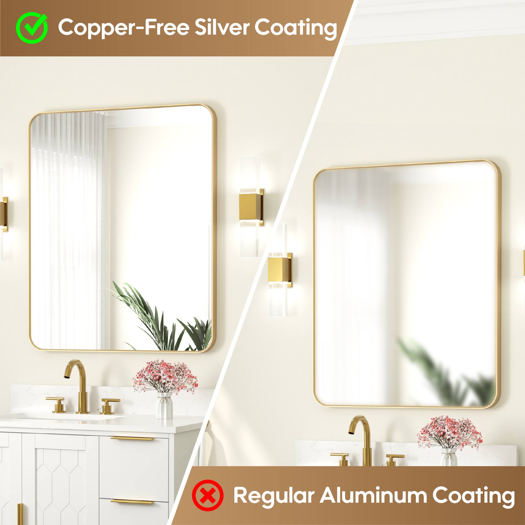Copper-Free Silver Coating  
Regular Aluminum Coating