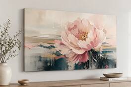 FC Design - Large Canvas 24x36" Ready-to-Hang 24x36" Pastel Peony Flower Art Painting Home Wall Décor - MultiColor