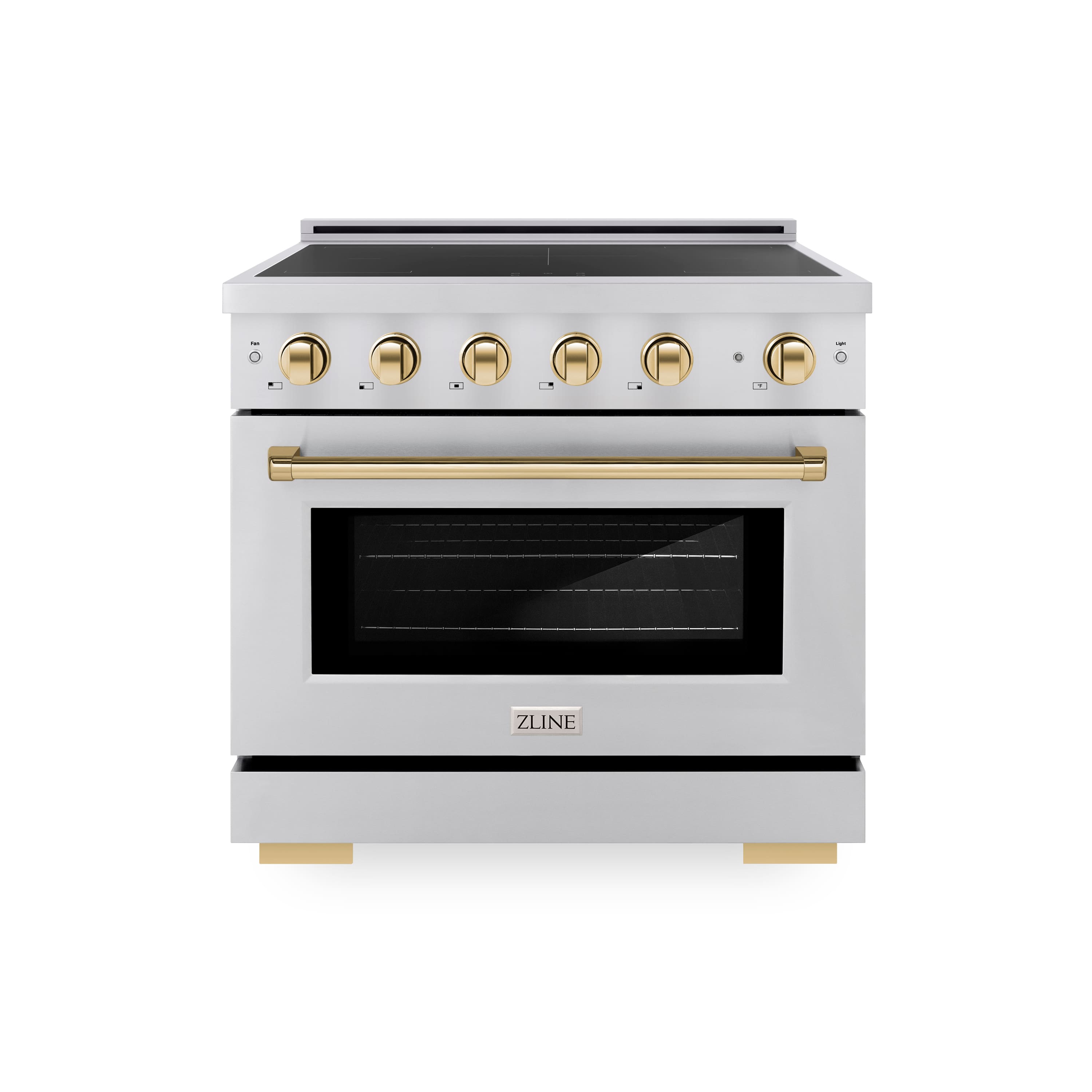 ZLINE - Autograph 36 in. 5.2 cu. ft. Paramount Freestanding Induction Range with 5 Burners and Electric Oven w/ Gold Accents - Stainless Steel