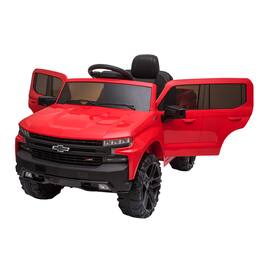 GARVEE - Licensed Chevrolet Silverado 12V Electric Ride-on Car Truck w/Parent Remote Control, Bluetooth Speaker - Red