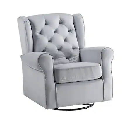 Front. Manhattan Lane - 35 Inch Accent Swivel Chair, Glider, Tufted Back - Gray.