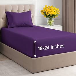 CGK Linens - Extra Deep Pocket 4 Piece Sheet Set - Soft Bed Sheets, Fits 18"-24" Mattresses - Twin - Purple