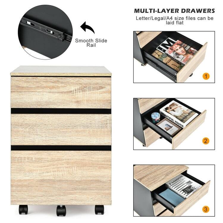 MULTI-LAYER DRAWERS  
Letter/Legal/A4 size files can be laid flat  

Smooth Slide Rail  

1. ISTA BEAUTIFUL  
2. YOUTH  
3. FASHION