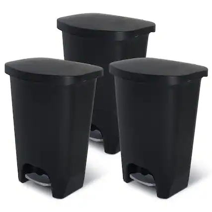 Front. Glad - Glad Kitchen Trash Can with Lid and Garbage Bag Rings, 13 Gal, Black, 3 Pack - Black.