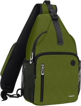 mosiso - Sling Bag Crossbody Shoulder Bag Travel Hiking Daypack Chest Bag with Front Square Pocket&USB Charging Port - Army Green