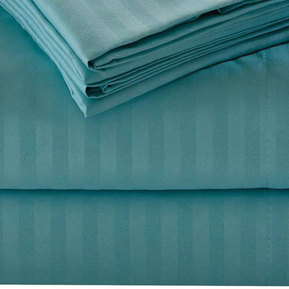 Alt View 2. Plazatex - Embossed 1800 Series Wrinkle Resistant Ultra Soft Stripe Premium All Season Bed Sheet Set, Twin, Turquoise - Turquoise.
