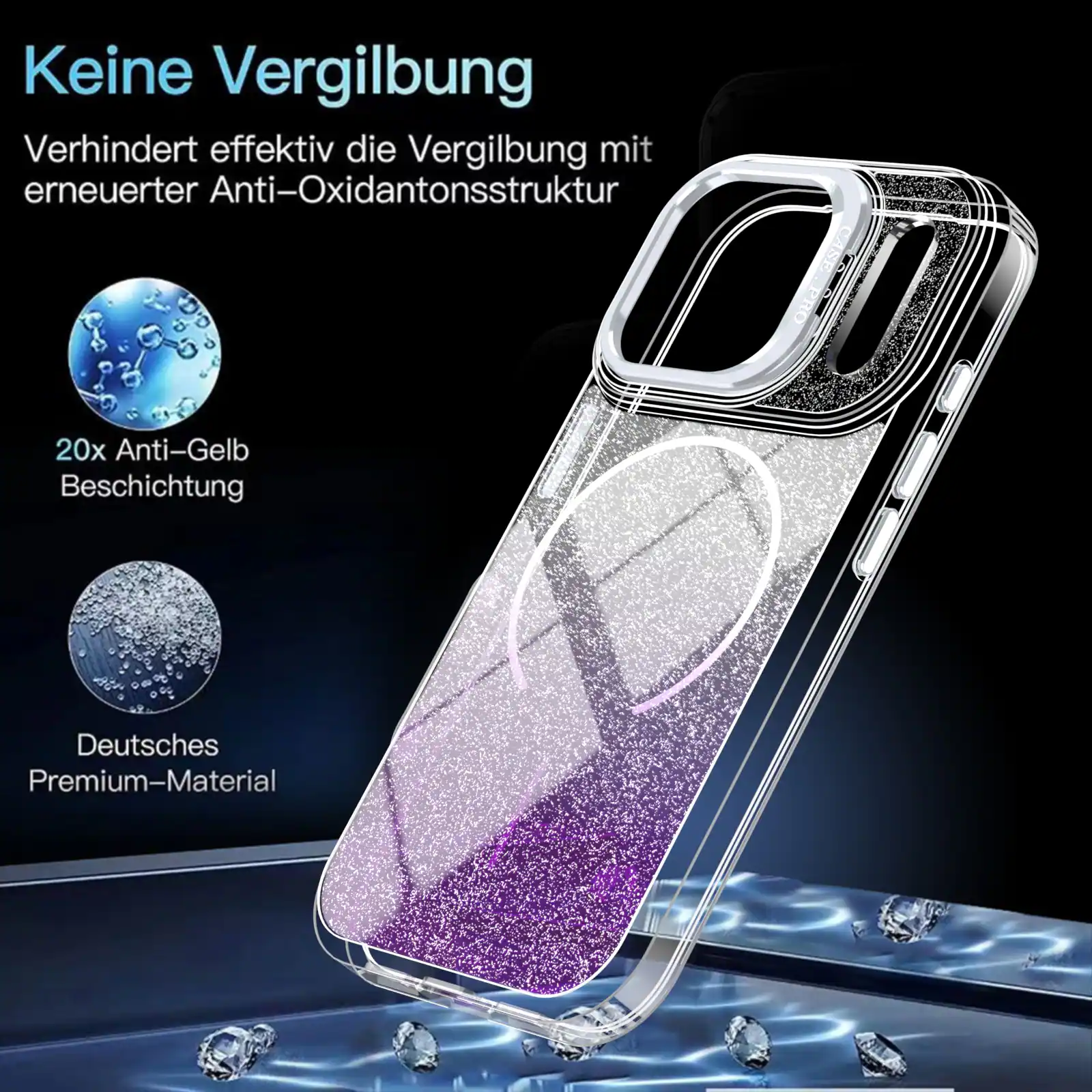 Keine Vergilbung  
Verhindert effektiv die Vergilbung mit erneuerter Anti-Oxidantonsstruktur  
20x Anti-Gelb Beschichtung  
Deutsches Premium-Material