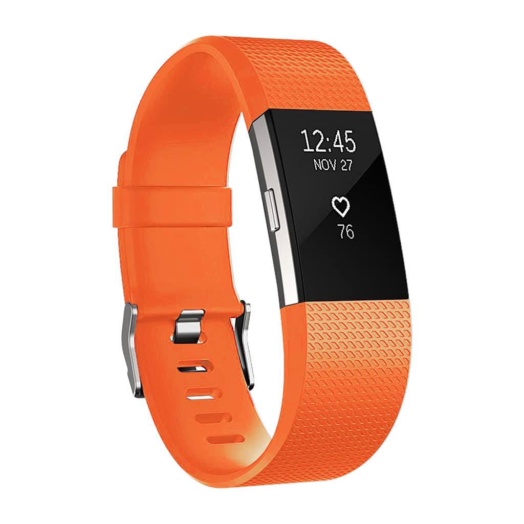 StrapsCo - Active Band Silicone Rubber Watch Strap For Fitbit Charge 2 (Medium-Long) - Orange