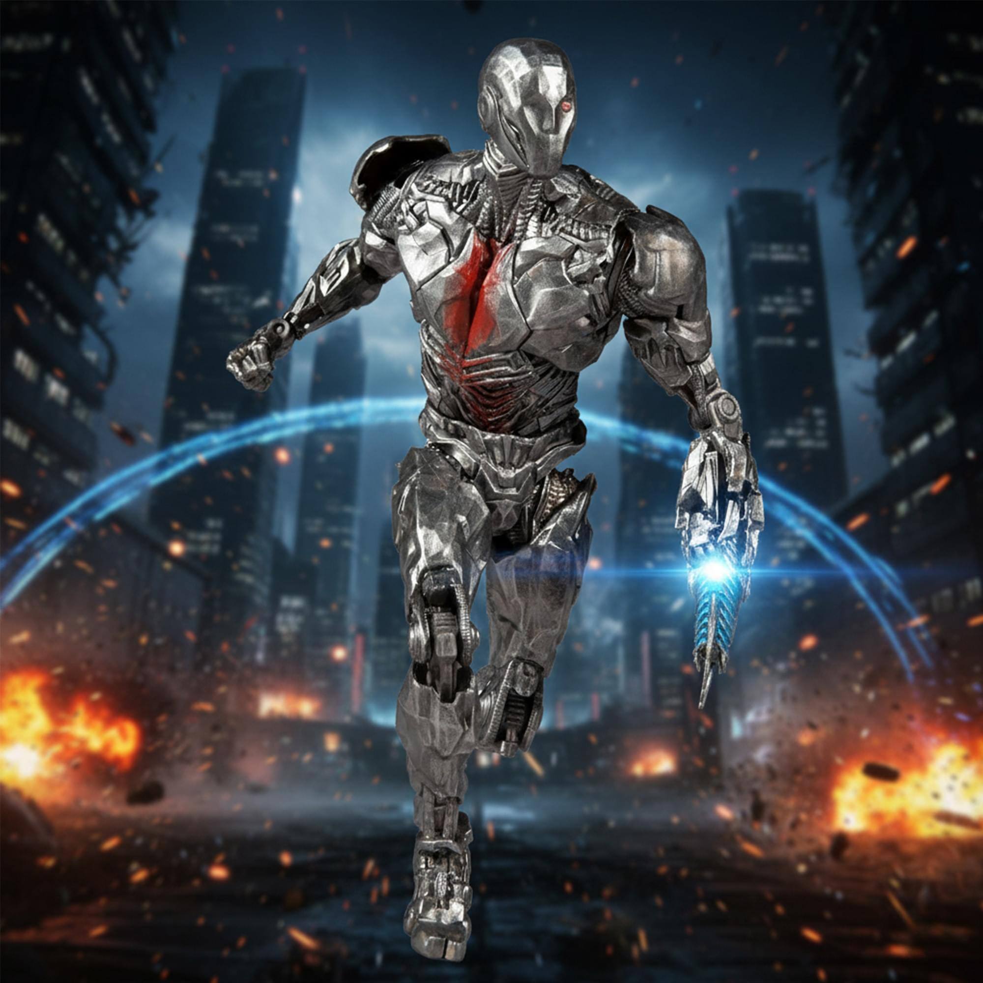 Alt View 5. McFarlane Toys - DC Comics  7 Inch Action Figure | Justice League Cyborg - Silver.