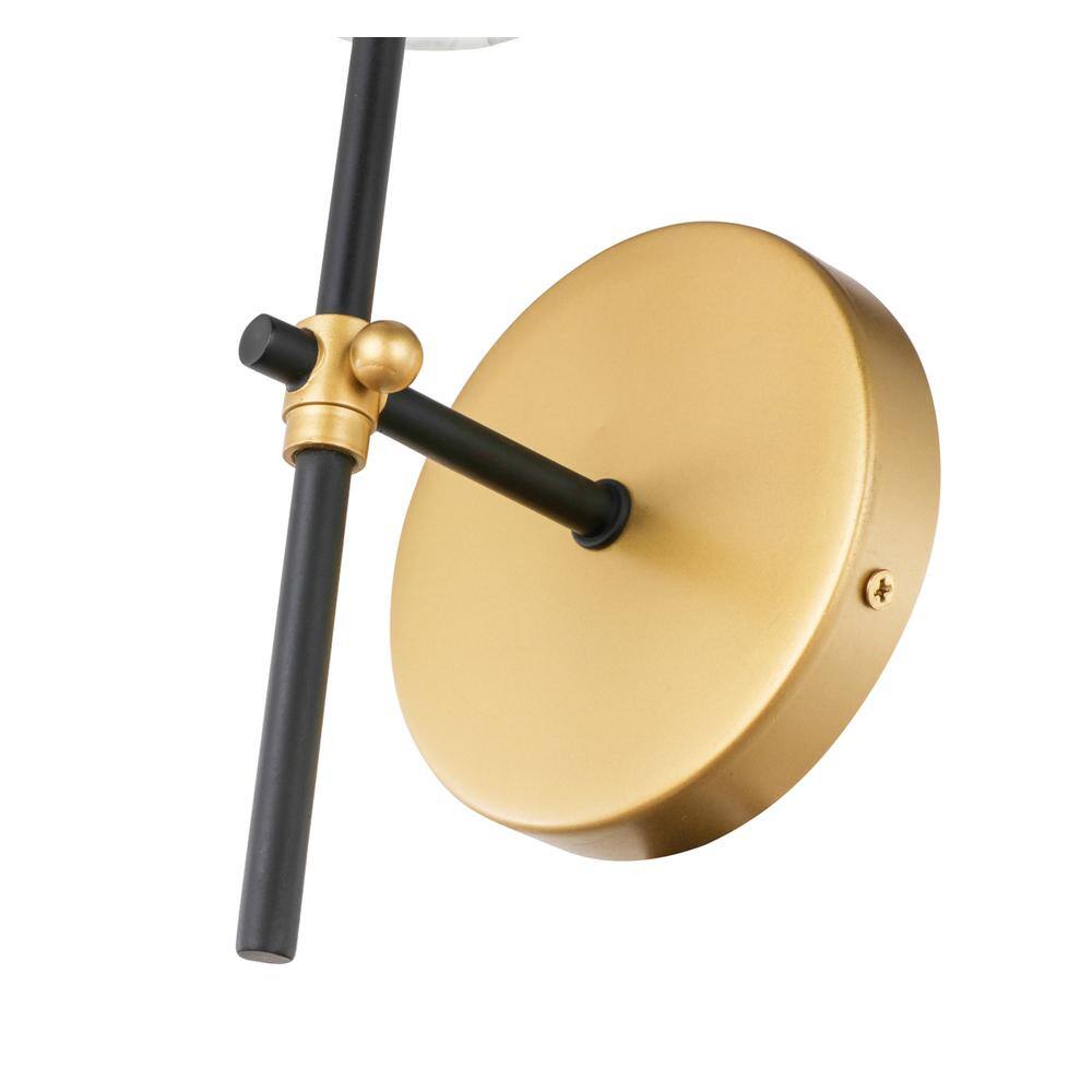 Back. Living District - Mel 1 light Brass and Black and White shade wall sconce - Brass And Black And White Shade.
