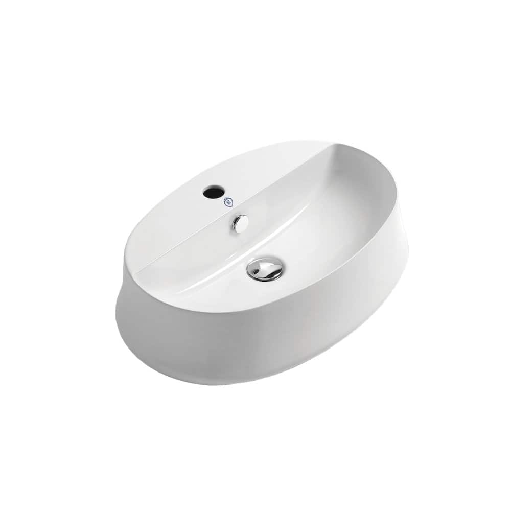 Whitehaus - Britannia Oval Above Mount Basin with Single Faucet Hole Drill - White