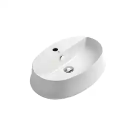 Whitehaus - Britannia Oval Above Mount Basin with Single Faucet Hole Drill - White